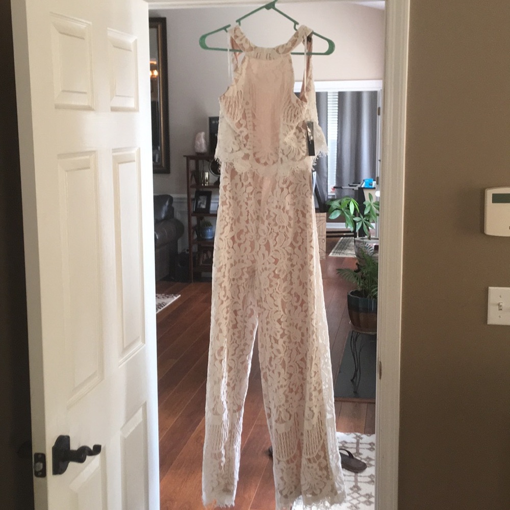 Lulus Bridal White Lace Jumpsuit